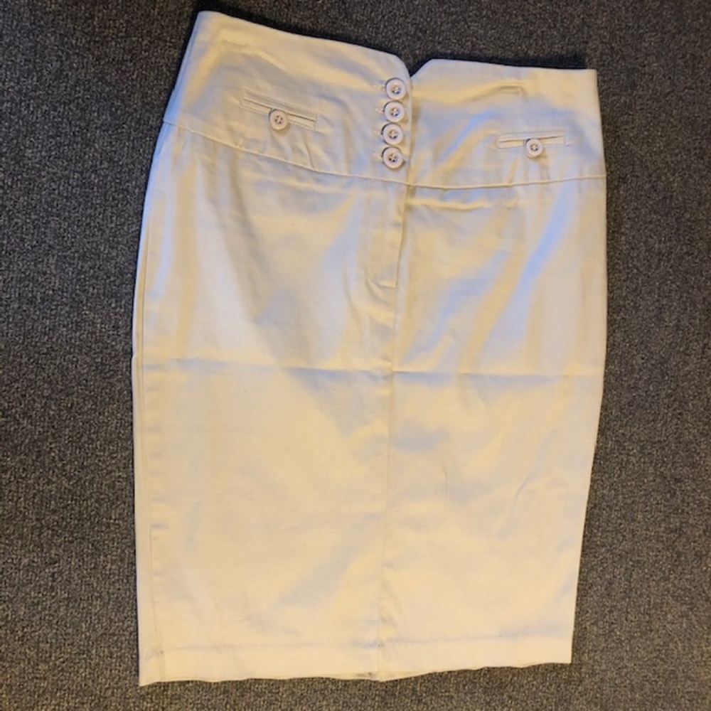 Beige Pencil Skirt with Slit in Back